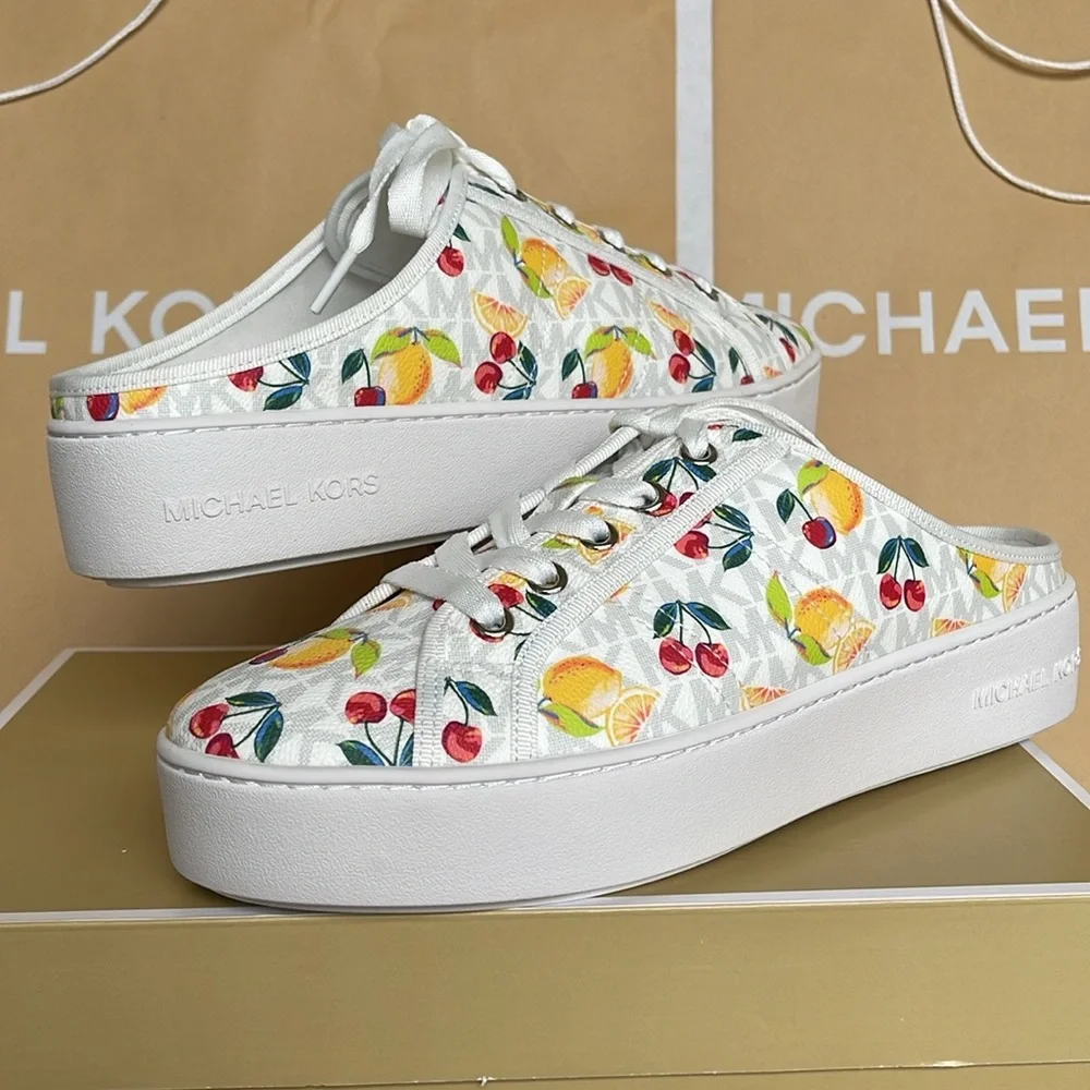 Michael Kors POPPY SLIDE SNEAKERS 
FRUIT PAINT MK SIG SM
49T4POFP1Q Platforms - Picture 6 of 16